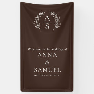 Banderoles Mariage au chocolat brun et blanc au monogramme de