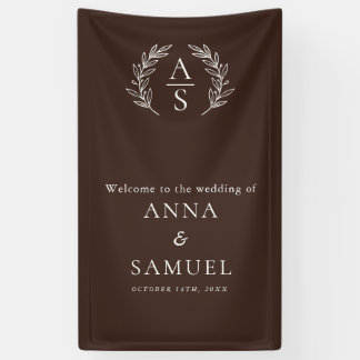 Banderoles Mariage au chocolat brun et blanc au monogramme de