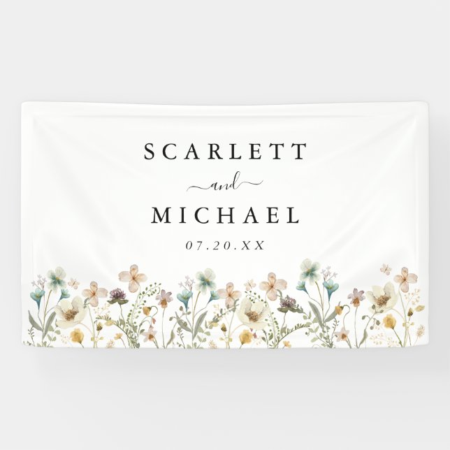 Banderoles Mariage aux Fleurs Sauvages (Horizontal)