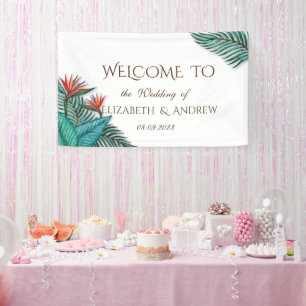 Banderoles Mariage aux Fleurs Tropicales Exotiques