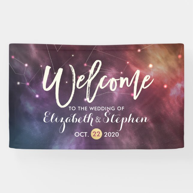 Banderoles Mariage Bienvenue Galaxy Stars Nebula Constellatio (Horizontal)