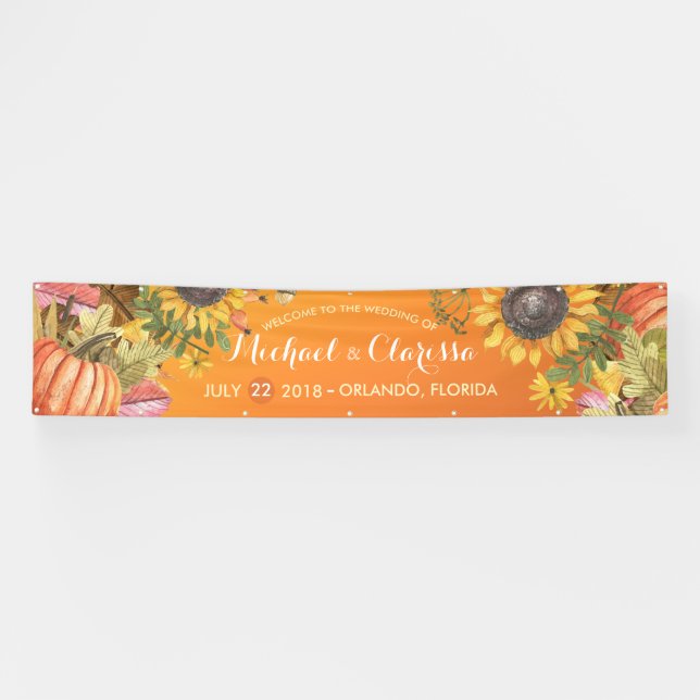 Banderoles Mariage Bienvenue Maple Feuilles Citrouilles Sunfl (Horizontal)
