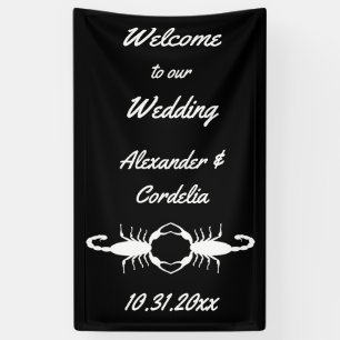 Banderoles Mariage Blanc Gothique Scorpions Personnalisé