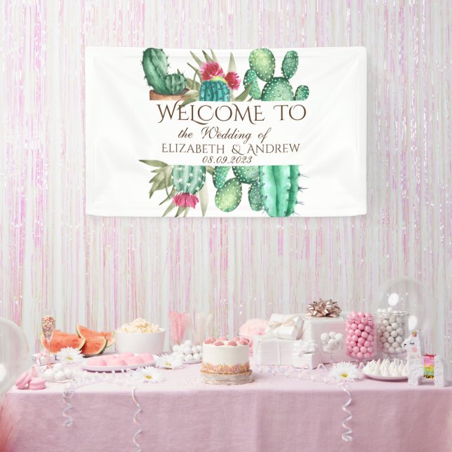 Banderoles Mariage Cactus Aquarelle (Fête)