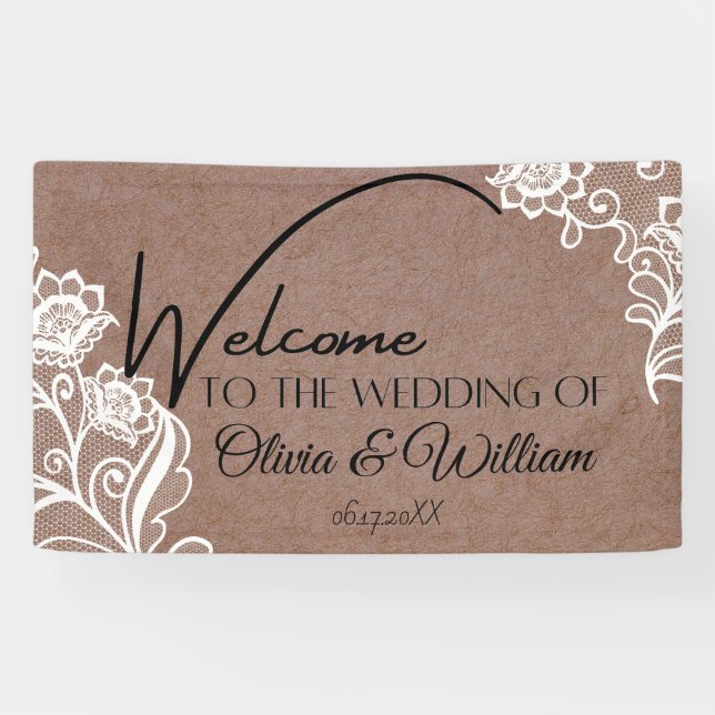 Banderoles Mariage Calligraphié Chic Rustique de Bienvenue (Horizontal)