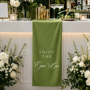 Banderoles Mariage Calligraphié Vert Ivoire Classique Bar Ouv