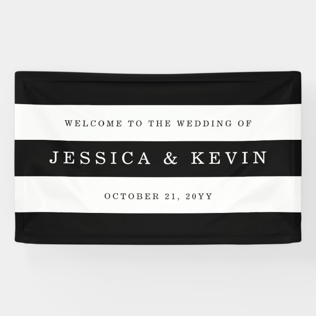 Banderoles Mariage Chic Black Stripes (Horizontal)