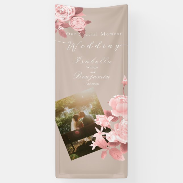 Banderoles Mariage Chic Rose Photo Vertical (Vertical)