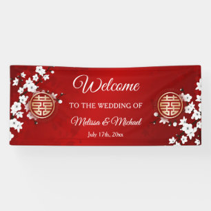 Banderoles  Mariage Chinois Fleur de Cerisier Blanc 