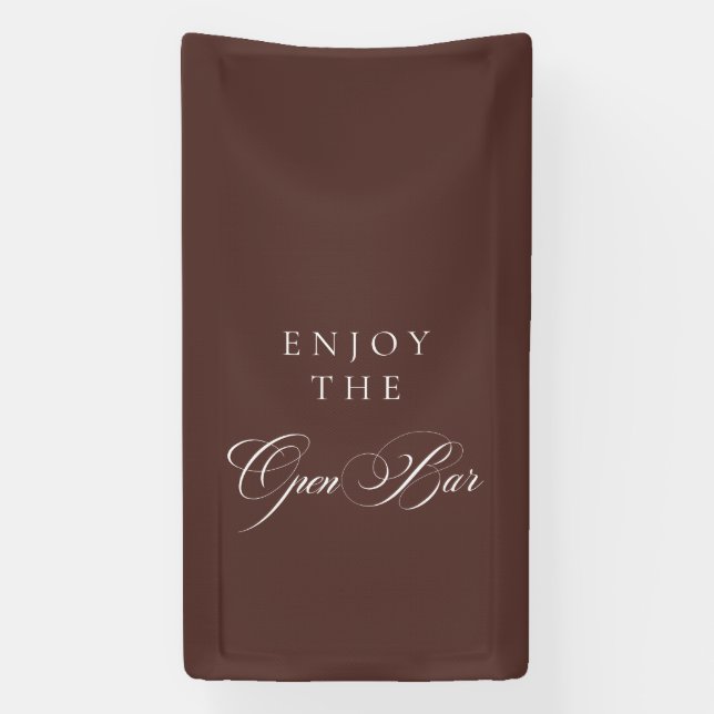Banderoles Mariage classique calligraphié marron Bar ouvert (Verticale)