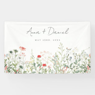 Banderoles Mariage dans une prairie de fleurs sauvages