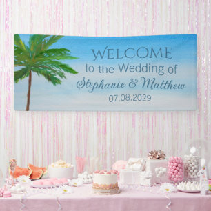 Banderoles Mariage d'aquarelle d'été de la plage tropicale