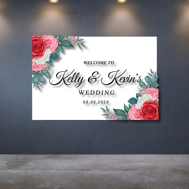Banderoles Mariage d'aquarelle rouge (Créateur téléchargé)