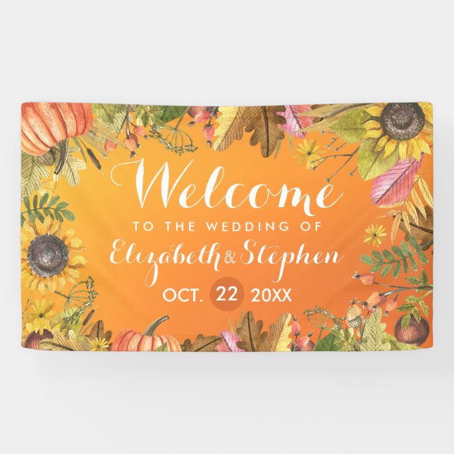 Banderoles Mariage de automne Bienvenue Automne Maple Feuille (Horizontal)