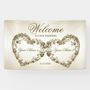 Banderoles Mariage de bienvenue Floral Golden Ornate Cadres c