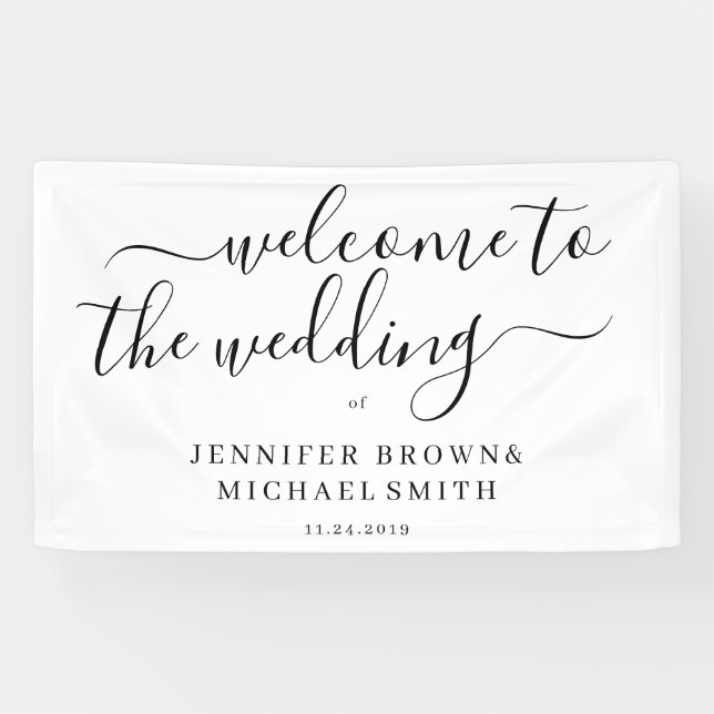 Banderoles Mariage de bienvenue formel simple propre minimal (Horizontal)