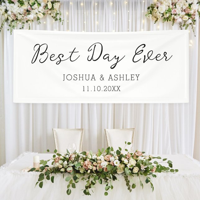Banderoles Mariage de calligraphie de script du meilleur jour (Best Day Ever Script Calligraphy Wedding Welcome Banner
)