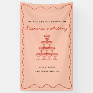 Banderoles Mariage de Champagne de Corail et Cerise Rouge