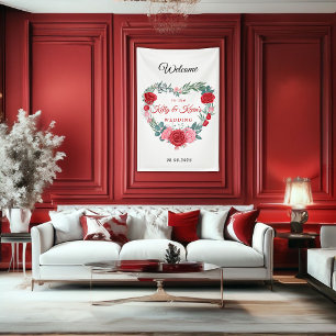 Banderoles Mariage de coeur de Rose rouge