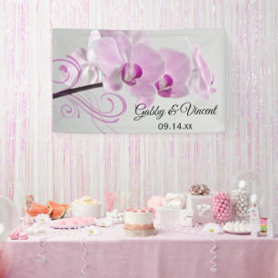 Banderoles Mariage de l'élégance de l'orchidée rose