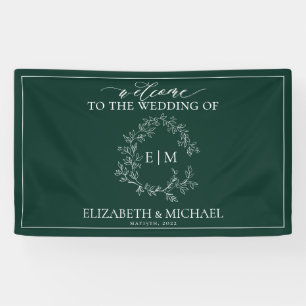 Banderoles Mariage de monogramme vert émeraude moderne