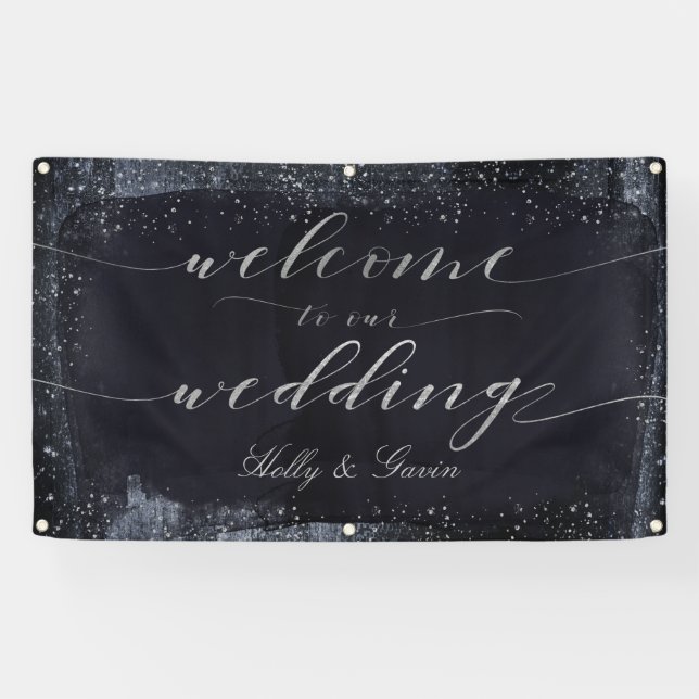 Banderoles Mariage de nuit Silver Starry (Horizontal)