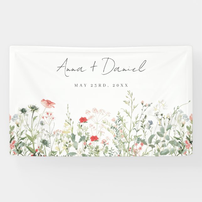 Banderoles Mariage de prairie fleur sauvage (Horizontal)
