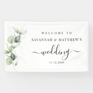 Banderoles Mariage de script botanique Eucalyptus Greenery