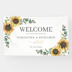 Banderoles Mariage de script de tournesol floral Eucalyptus B