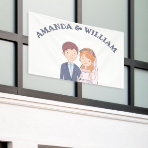 Banderoles Mariage d'illustration simple, semblable à un dess