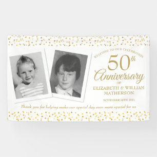 Banderoles Mariage d'or Anniversaire Enfance Photo Bienvenue