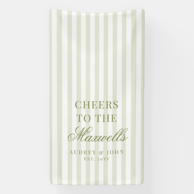 Banderoles Mariage écriture Cheer Rétro bandes vert et blanc (Verticale)