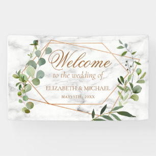 Banderoles Mariage élégant en marbre Eucalyptus géométrique e