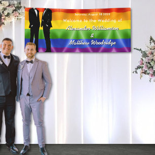 Banderoles Mariage élégant moderne arc-en-ciel des hommes gay