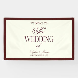 Banderoles Mariage Élégant Vintage Ivoire Bourgogne Foncé