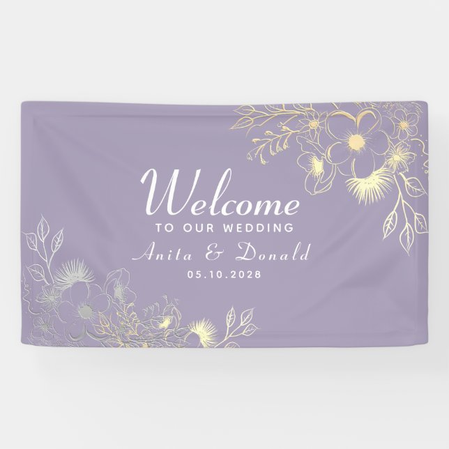 Banderoles Mariage Élégant Violet (Horizontal)