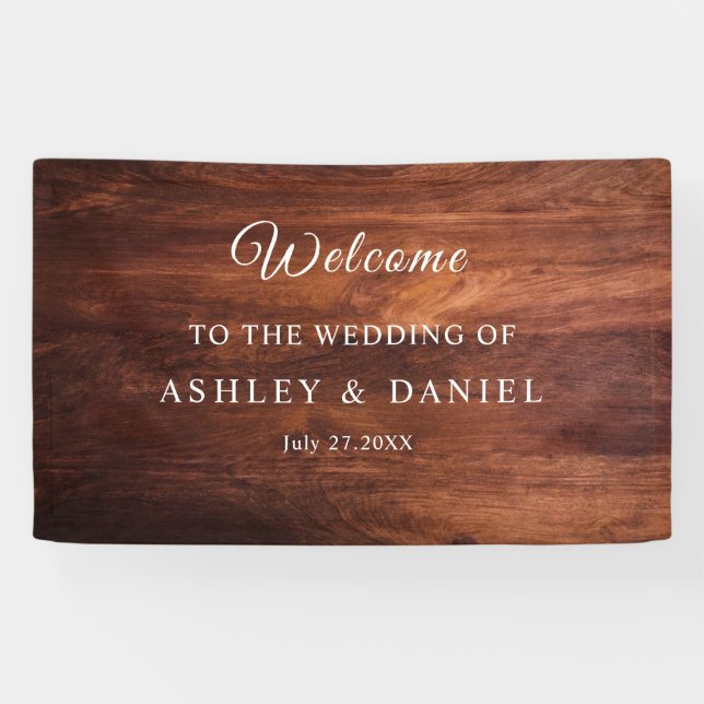Banderoles Mariage en Grain de Bois de Grange Rustique (Horizontal)