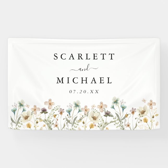 Banderoles Mariage fleur sauvage (Horizontal)