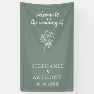 Banderoles Mariage Fleur sauvage Sage Green
