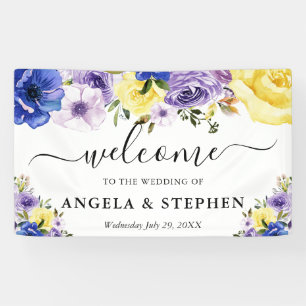 Banderoles Mariage Fleurs Violettes et Crème de Bienvenue