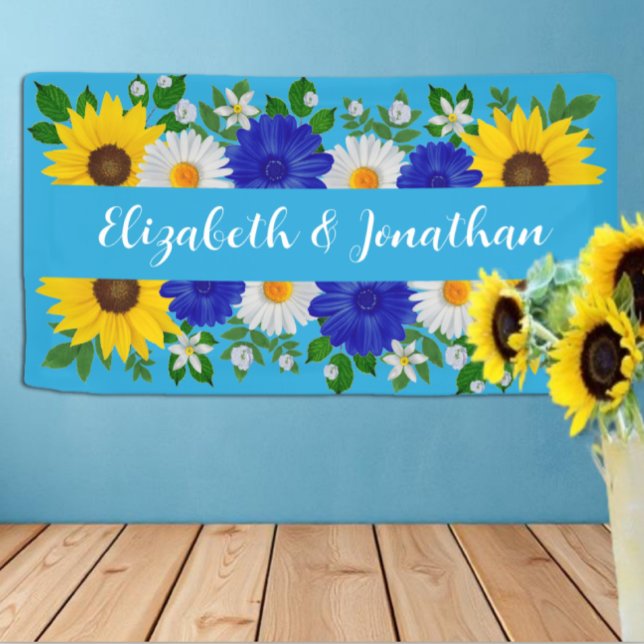 Banderoles Mariage Floral bleu ciel d'été (Créateur téléchargé)