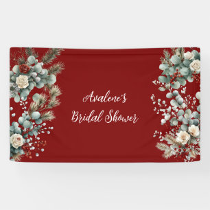 Banderoles Mariage Floral Hivernal Rose Rouge Blanche Douche