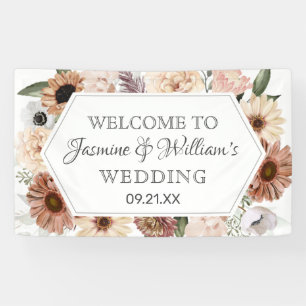 Banderoles Mariage floral rustique Boho neutre