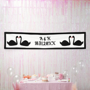 Banderoles Mariage gothique Baiser Black Swans Personnalisé