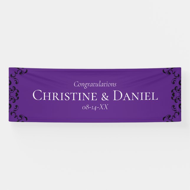 Banderoles Mariage gothique noir violet (Horizontal)