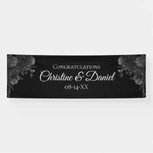 Banderoles Mariage gothique Rose noir et gris