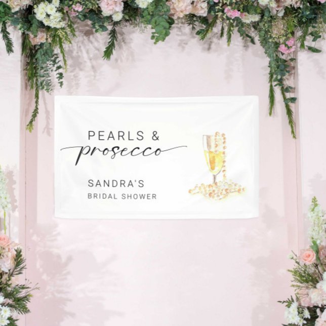 Banderoles Mariage minimal personnalisé perles et Prosecco  (Créateur téléchargé)