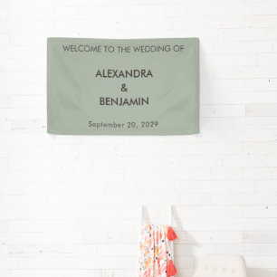 Banderoles Mariage Minimaliste Moderne   Vert Sauge