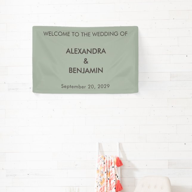 Banderoles Mariage Minimaliste Moderne | Vert Sauge (Insitu)