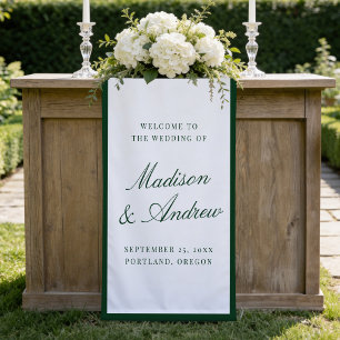 Banderoles Mariage Moderne de Bienvenue avec Bordure Verte
